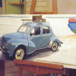 Tableau Renault 4 CV plage