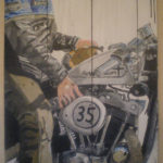 Tableau Harley Davidson et son pilote